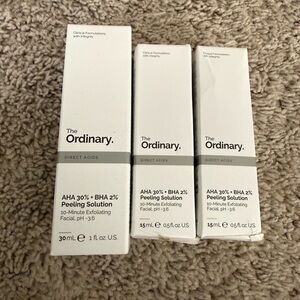 The Ordinary Peeling Solution Set AHA + BHA lot of 3 for 2 oz